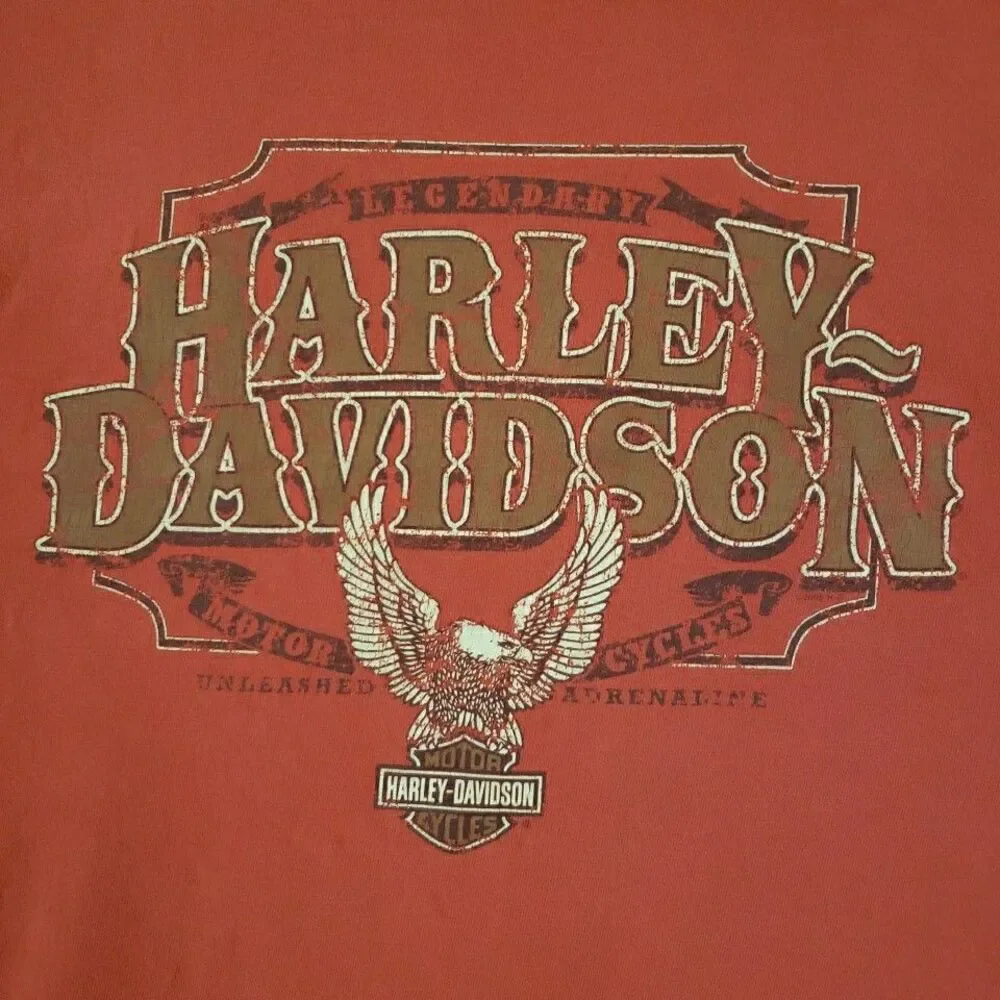 Harley Davidson T Shirt Short Sleeve Biker Bob's Motown MI Orange Men Sz M